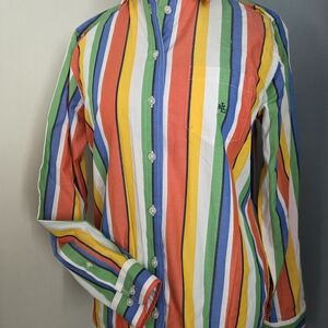 Vtg & NWT! Lauren Ralph Lauren Multicolor Striped Button Down Shirt